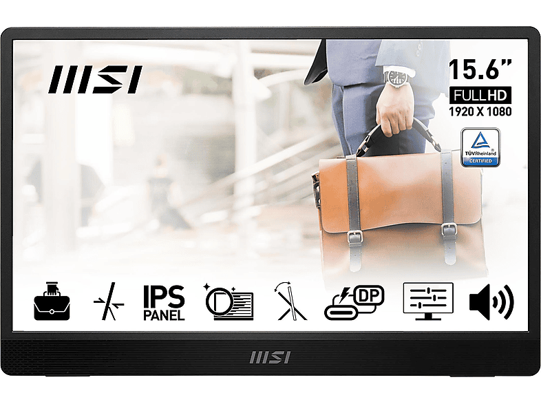 MSI PRO MP161 E2-15,6"/MOB/FHD/60 HZ/ 15,6 Zoll Full-HD tragbarer Monitor (4 ms Reaktionszeit , 60 Hz , 60 Hz nativ)