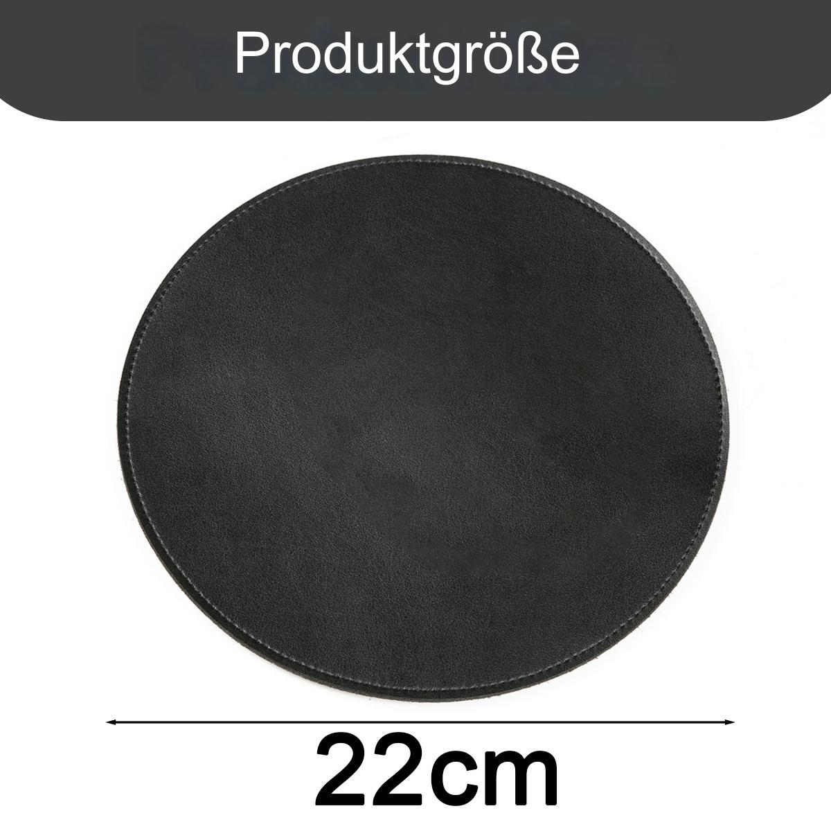 Schwarzes rundes Mauspad mit 22 cm Durchmesser auf weißer Oberfläche.