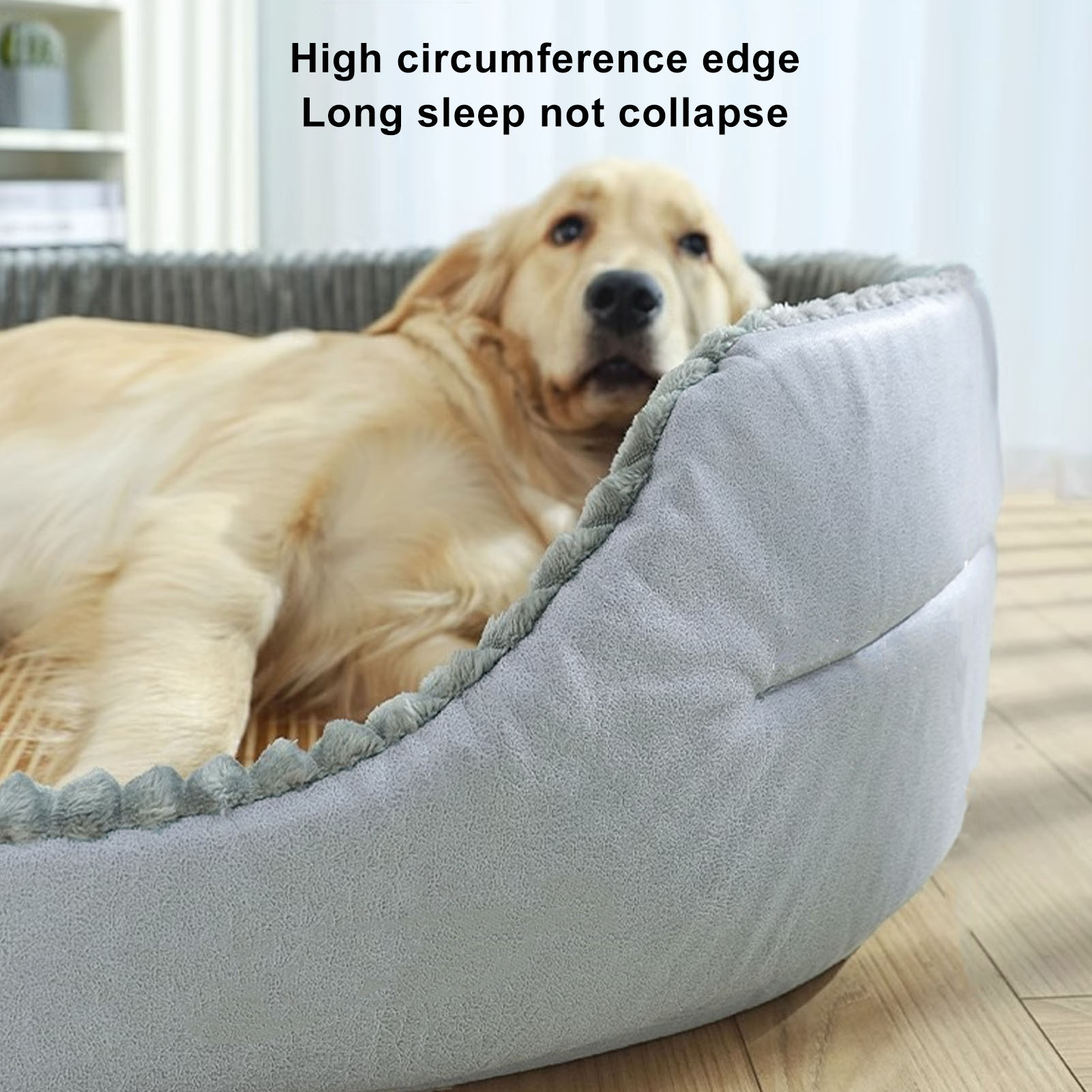 DEBUY Waschbares Hundebett Weiches Plsch Beruhigend Hoher Umfang Rand  Hautfreundliches Hundebett Grau M Zwinger | SATURN