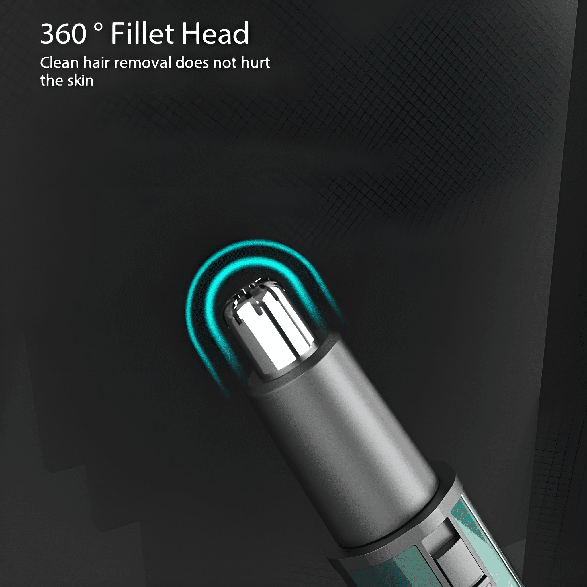 Nahaufnahme eines Nasenhaartrimmers mit grünem und silbernem Design.