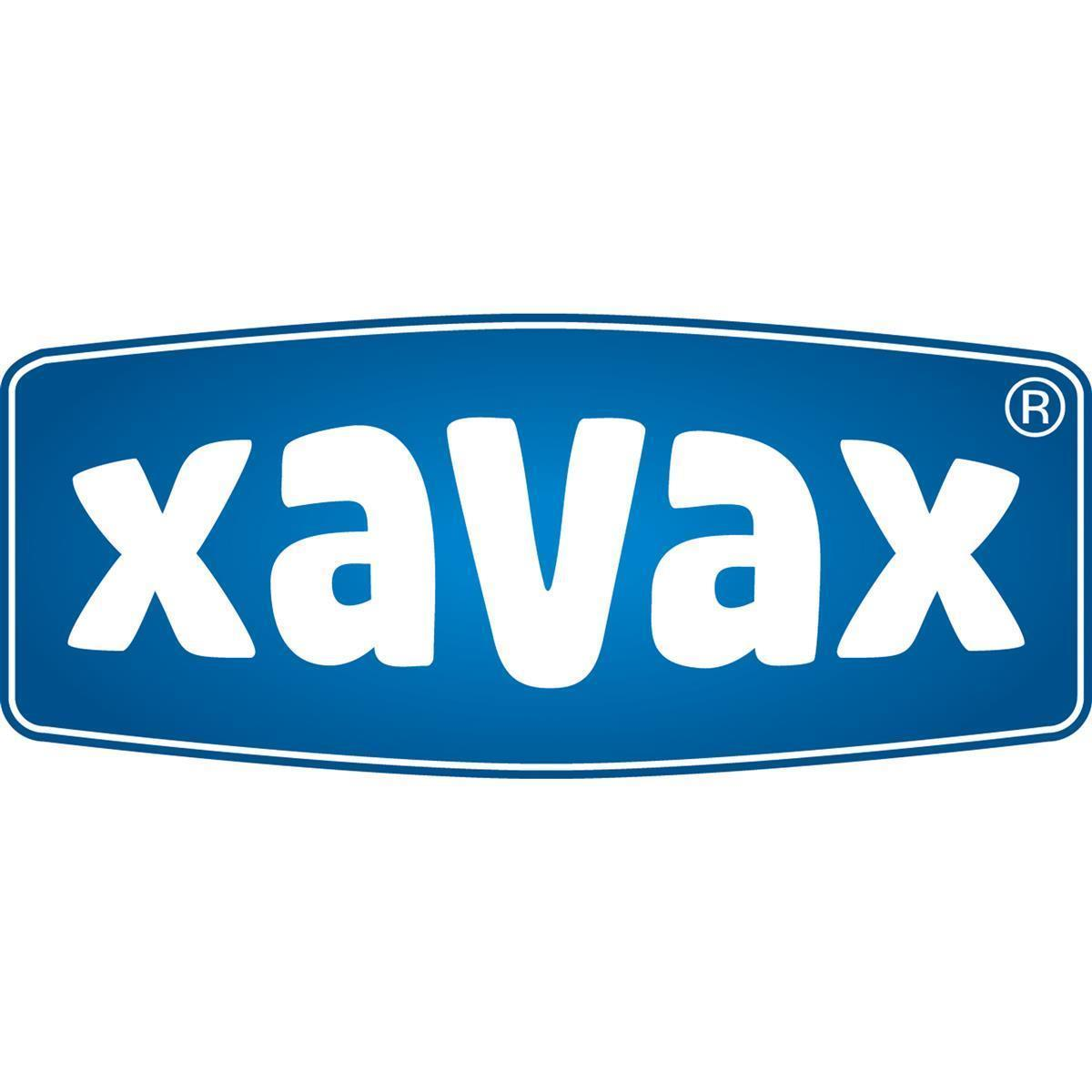 Blaues Logo mit dem weißen Wort 'xavax' in einem Rechteck.