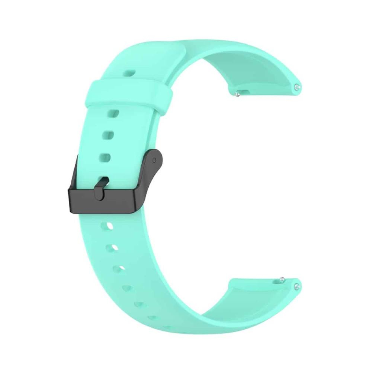 Minzgrünes Uhrenarmband mit schwarzer Schnalle.
