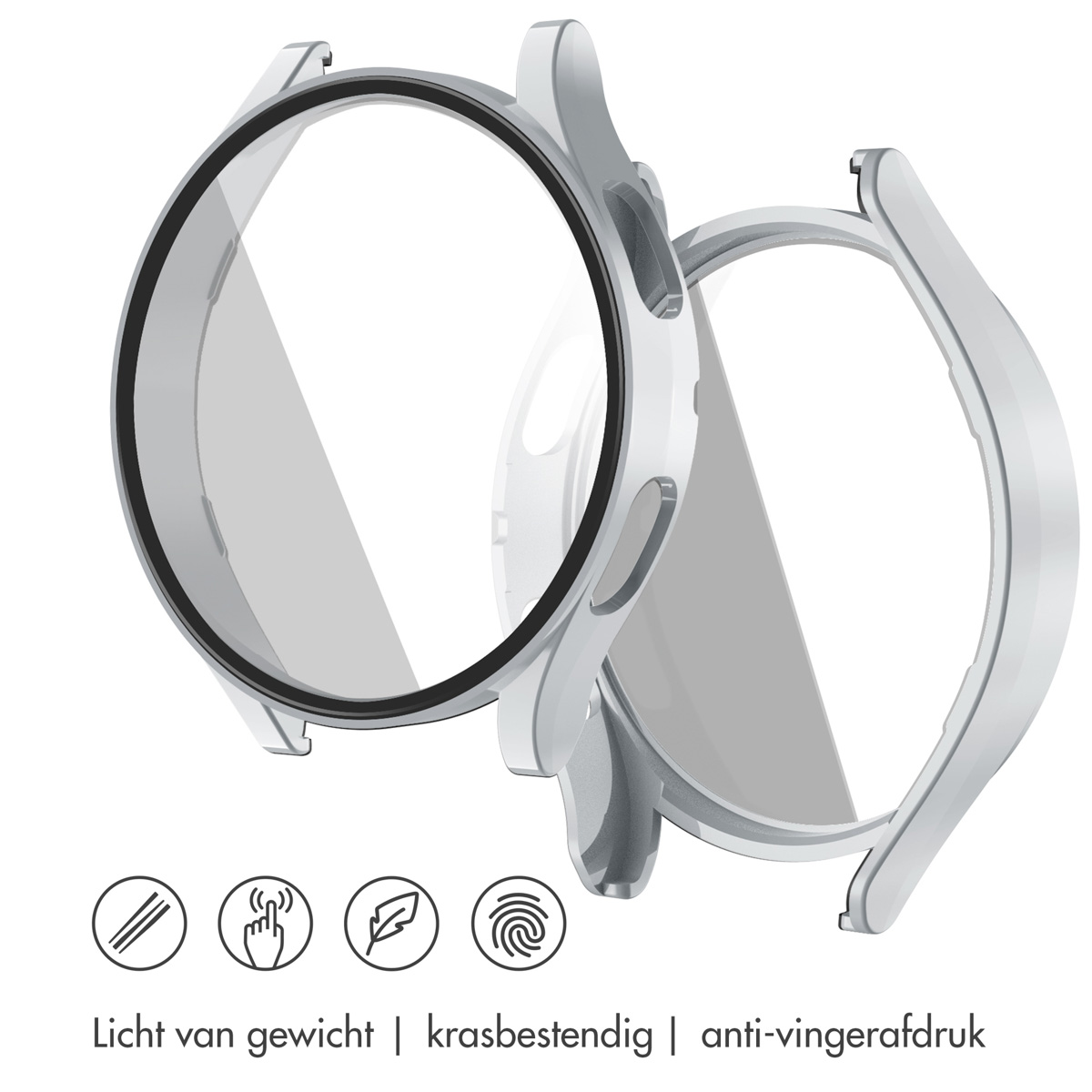 Horloge onderdelen met transparante hoes.
