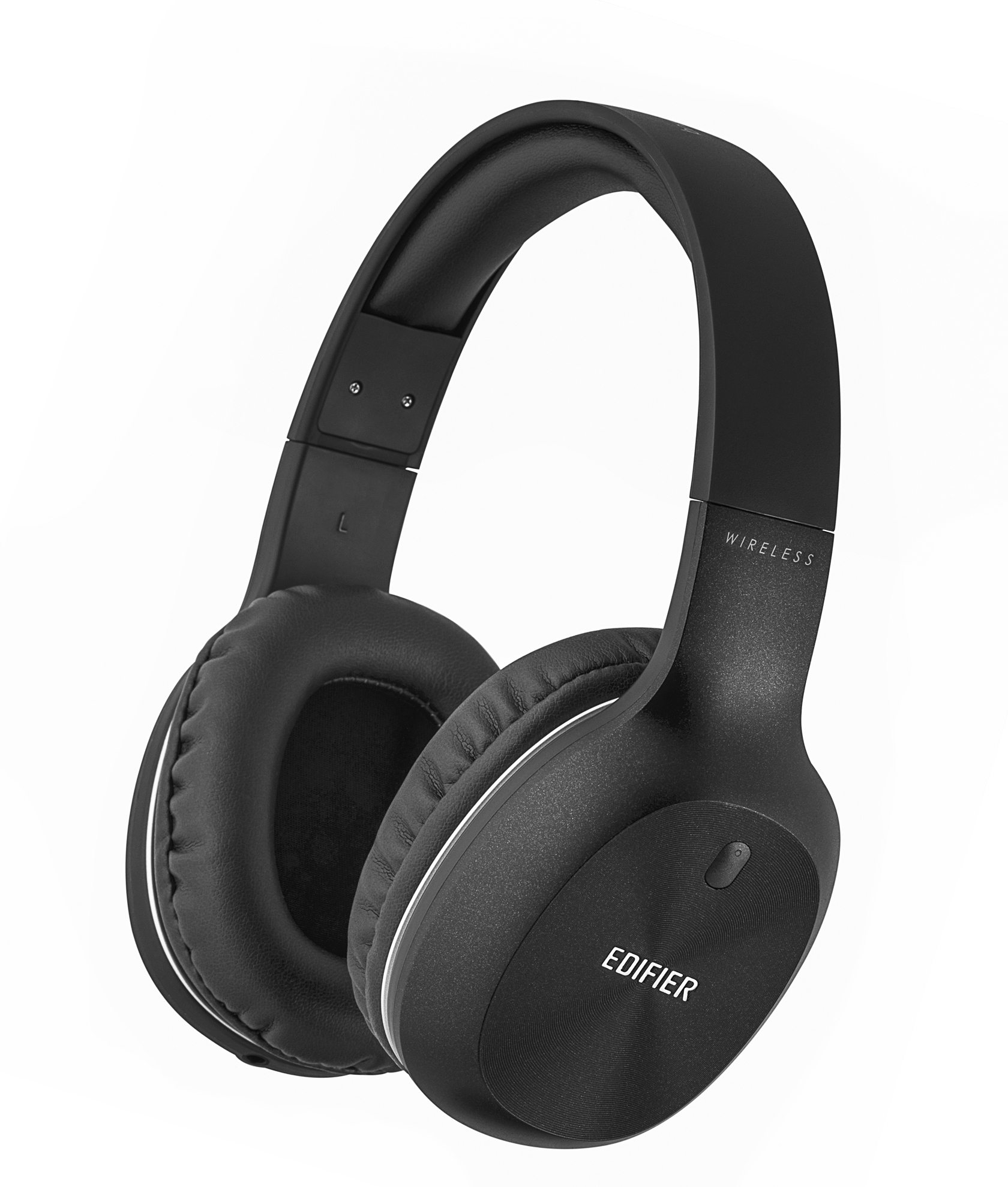 Cuffie wireless nere. Il marchio Edifier è visibile. Sfondo bianco.