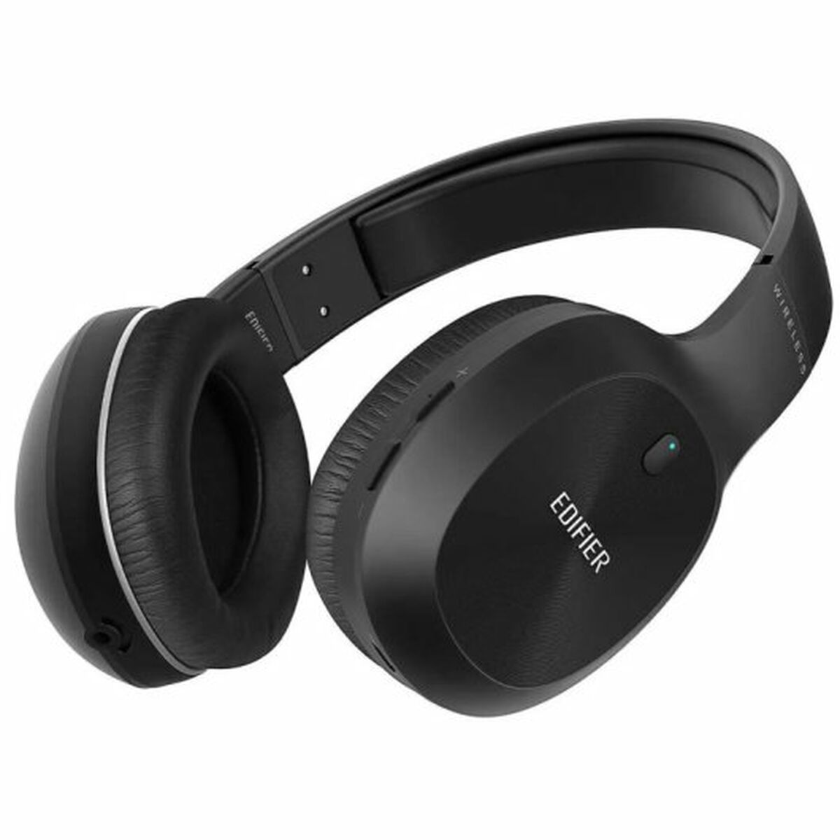 Cuffie wireless Edifier nere. Il marchio è visibile sul padiglione auricolare.