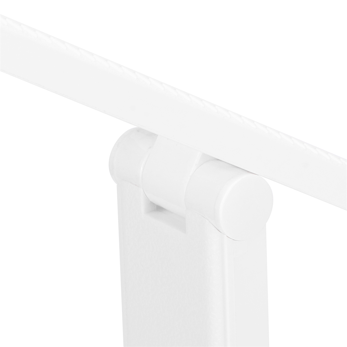 Das Gelenk einer weißen Lampe. Das Gelenk ist fokussiert und zeigt seine Form und die Verbindung zwischen Teilen.