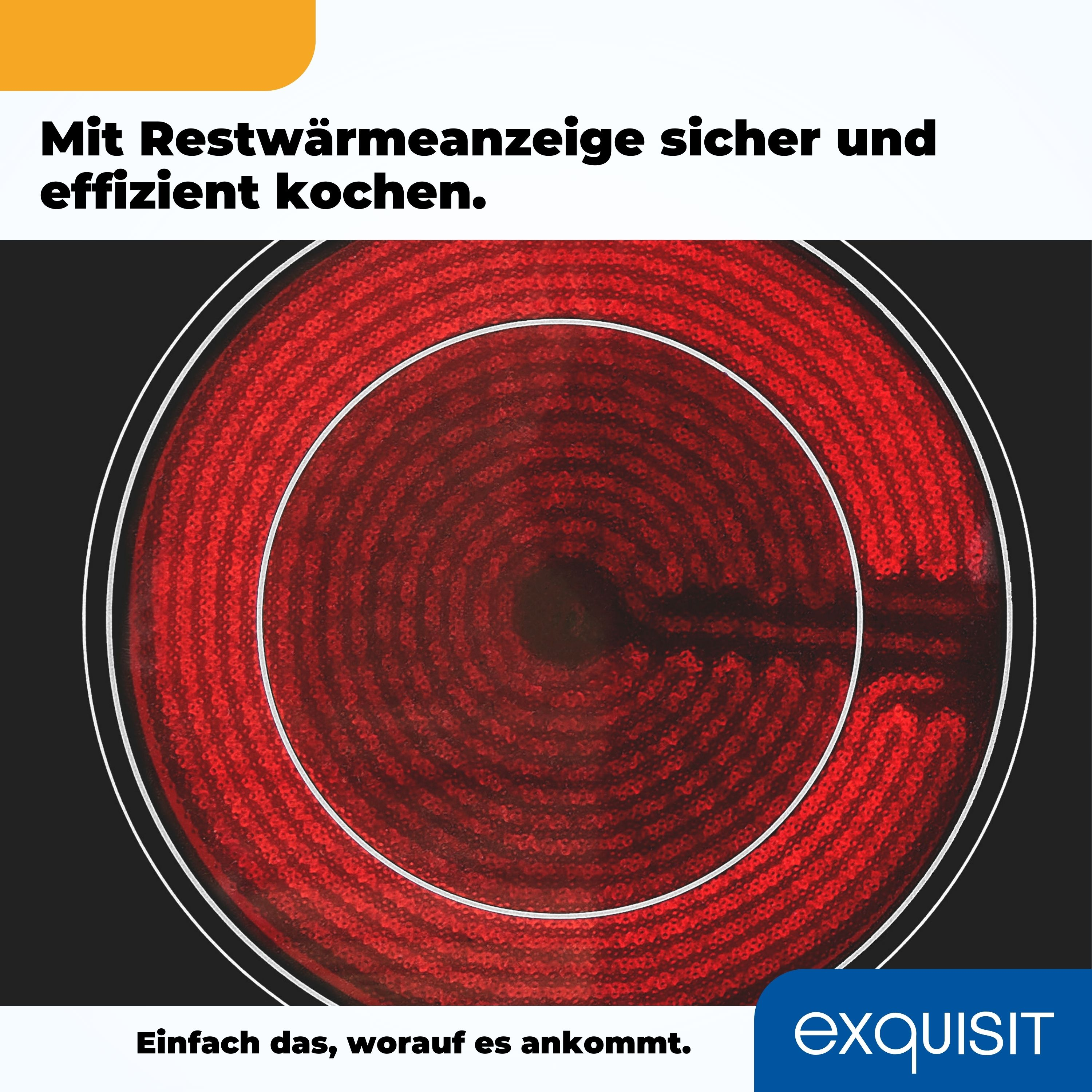 Glühender Elektroherd. Der Herd ist kreisförmig und rot glühend.