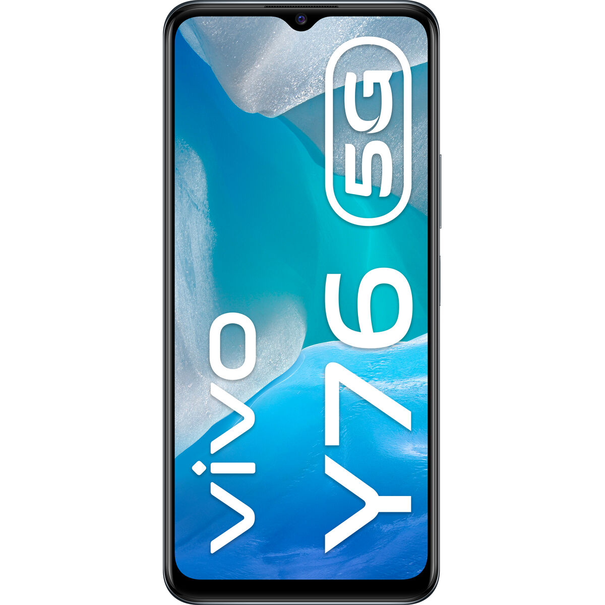 Smartfon Vivo Y76 5G, ekran wyświetlający nazwę telefonu i logo 5G.