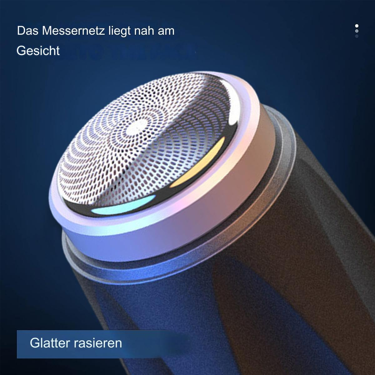 Nahaufnahme eines silbernen Rasiererkopfes mit feinem Netz.