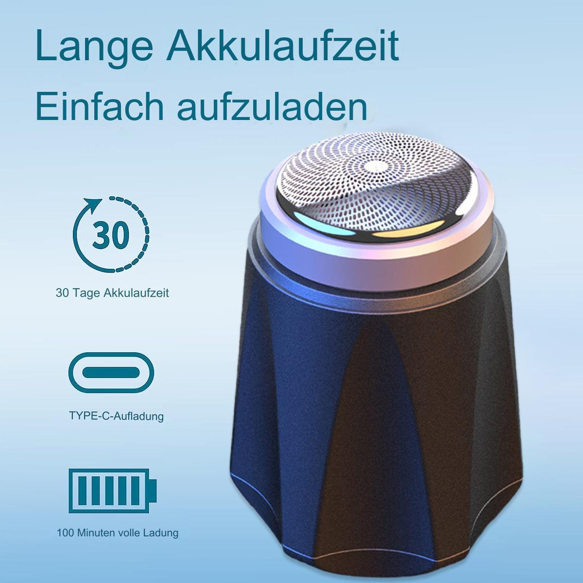 Ein Elektrorasierer, schwarz und silber, mit einer Batterieanzeige.