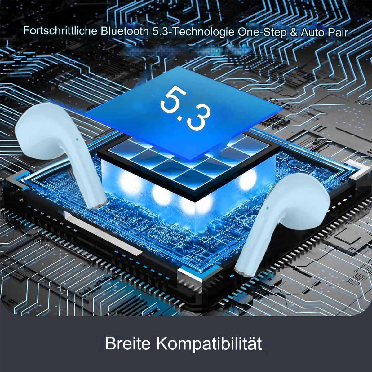 Ohrhörer und ein Gerät mit der Nummer 5.3 auf einem Hintergrund mit Leiterplatten.