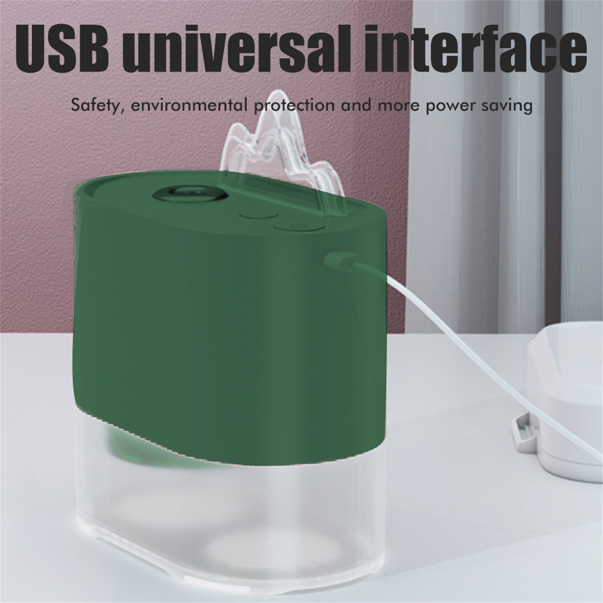Grünes und klares Gerät mit Text 'USB universal interface'. Weißer Hintergrund.