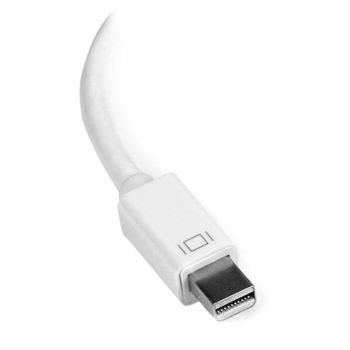 Cable adaptador blanco con conector macho. El conector tiene forma rectangular con una parte metálica.