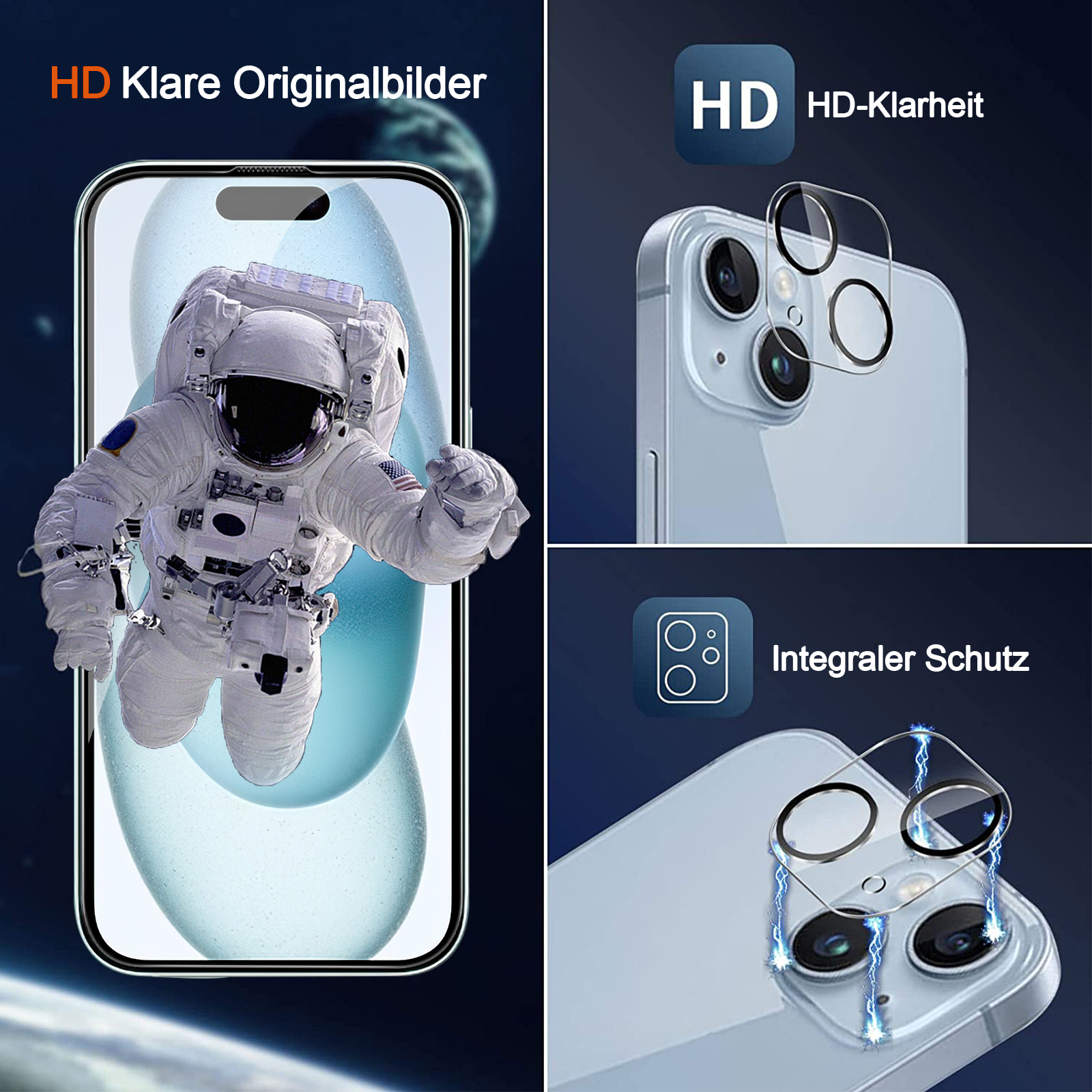 Ein Telefonbildschirm mit einem Astronauten, mit einer Schutzfolie mit HD-Klarheit.