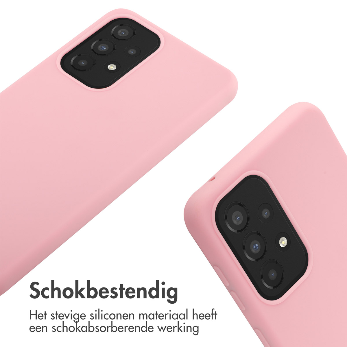 Deux coques de téléphone roses. Chaque coque contient un téléphone. Les coques sont sur fond blanc.
