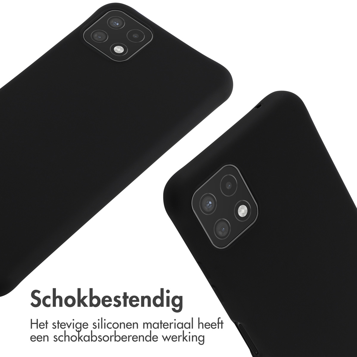 Twee zwarte telefoonhoesjes met camera's. Schokbestendig.