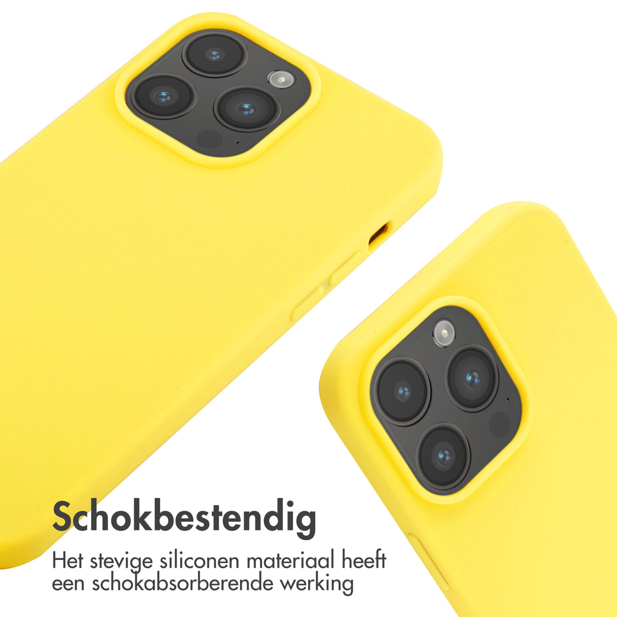 Gelbe Handyhüllen. Text: Stoßfest.