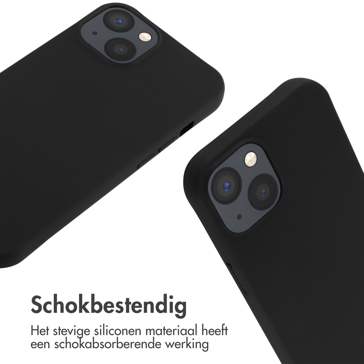 Deux coques de téléphone noires, montrant des découpes de caméra, sur fond blanc.