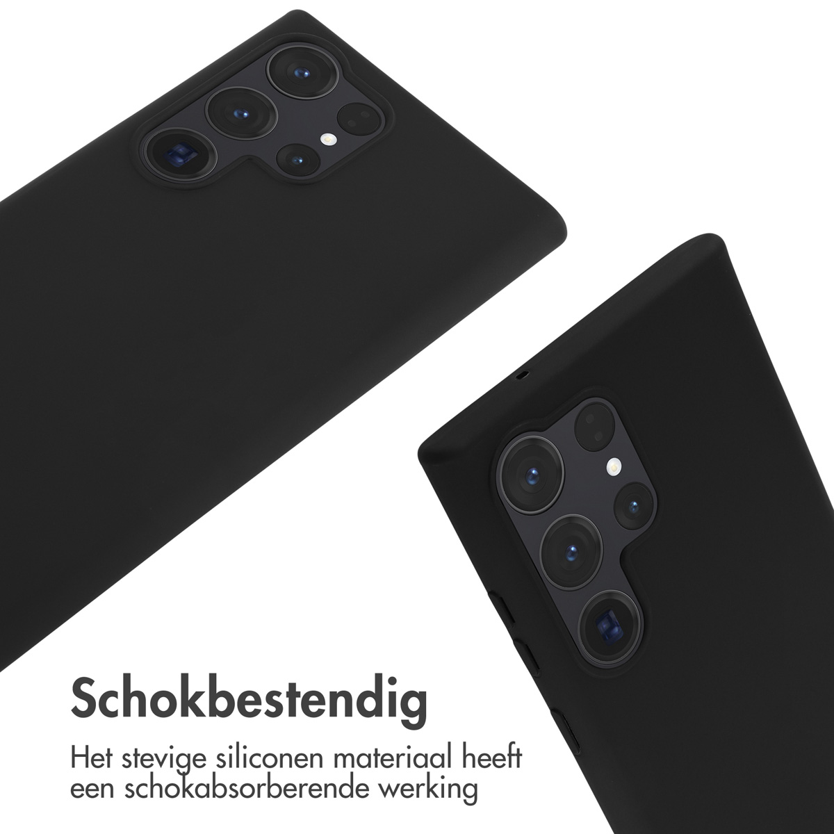 Coques de téléphone noires, vue de dessus du dos.