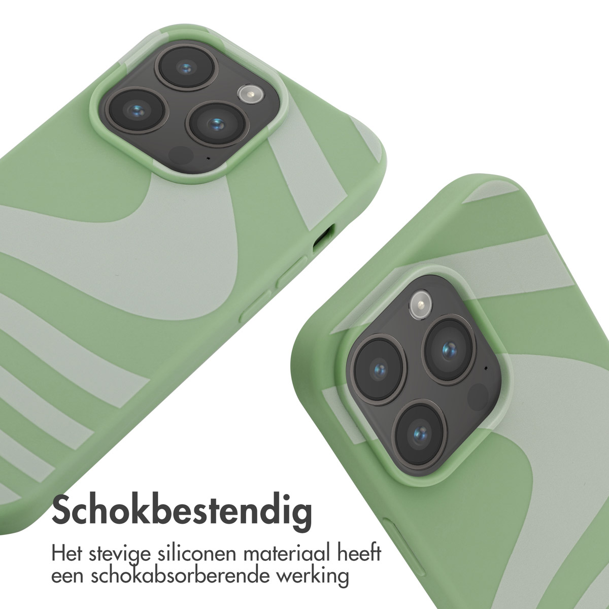 Groene telefoonhoesjes met een golfpatroon.