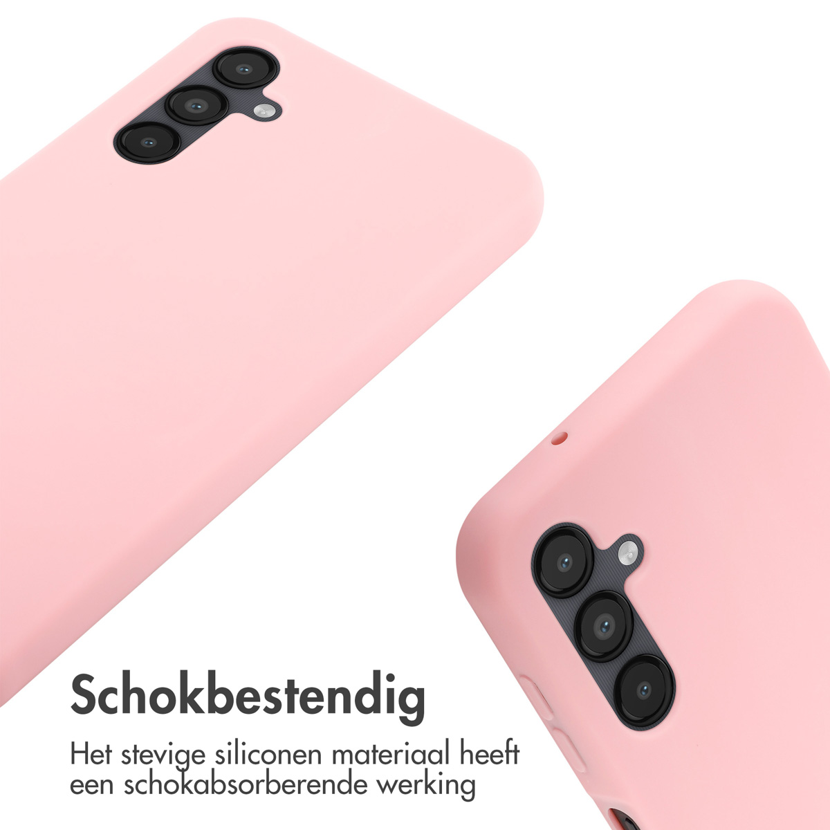 Roze telefoonhoes, close-up van de telefoonhoes. Witte achtergrond.
