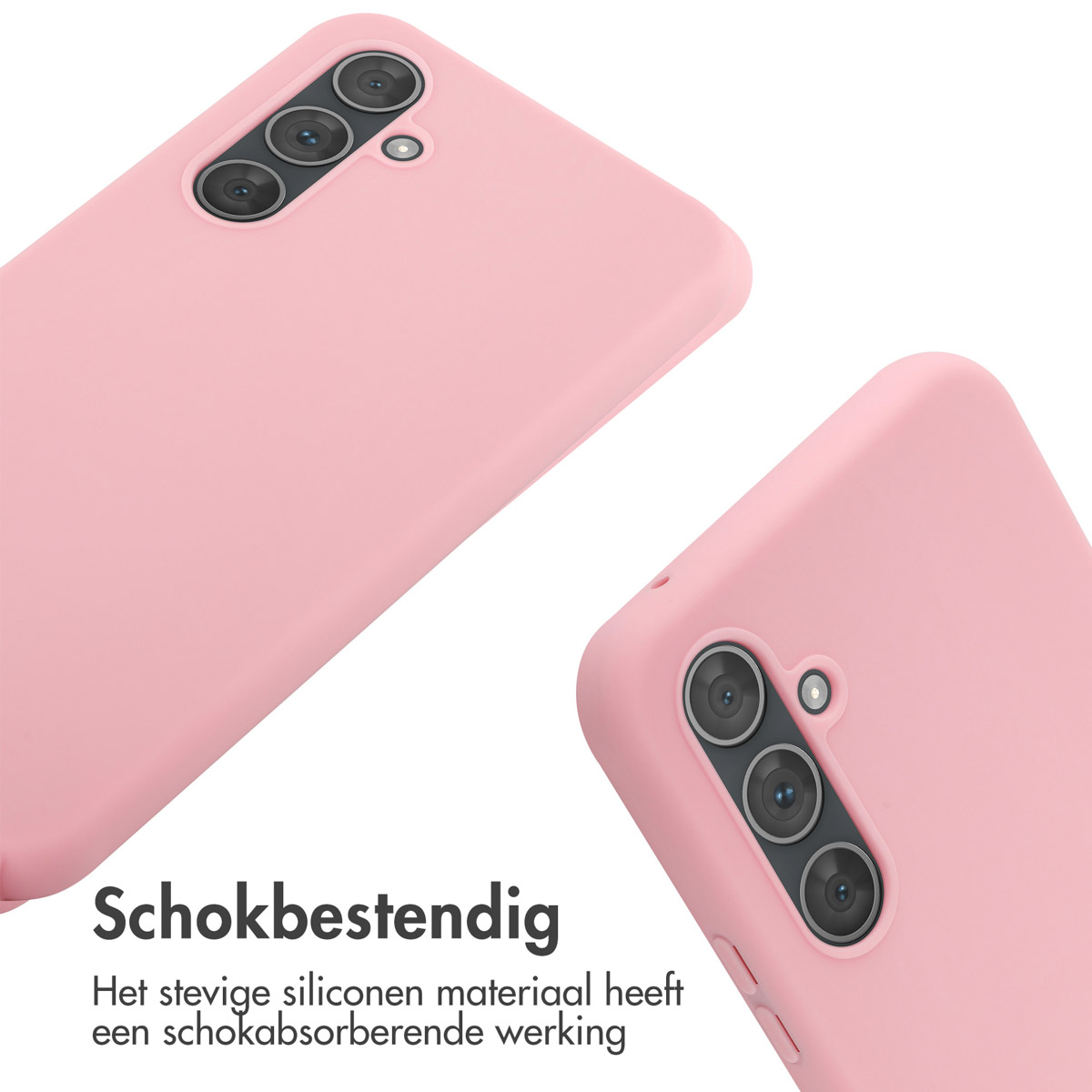 Roze telefoonhoesjes. De hoesjes zijn schokbestendig. Twee hoesjes zichtbaar.