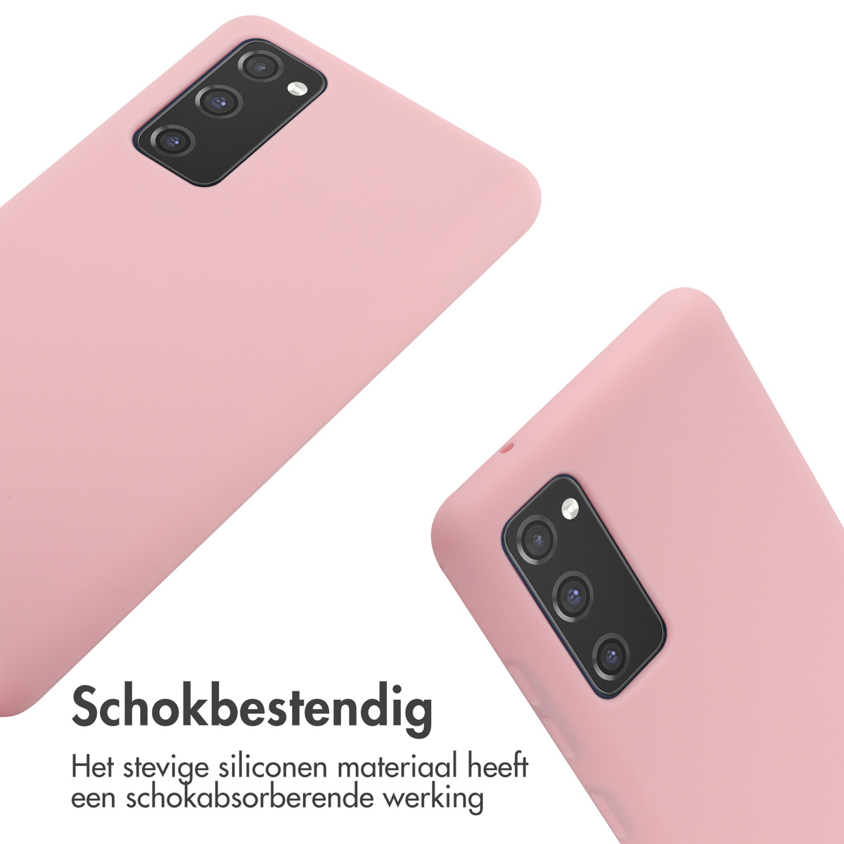 Deux téléphones roses. Les deux téléphones sont dans des étuis roses. Le fond est blanc. Les téléphones sont en biais.
