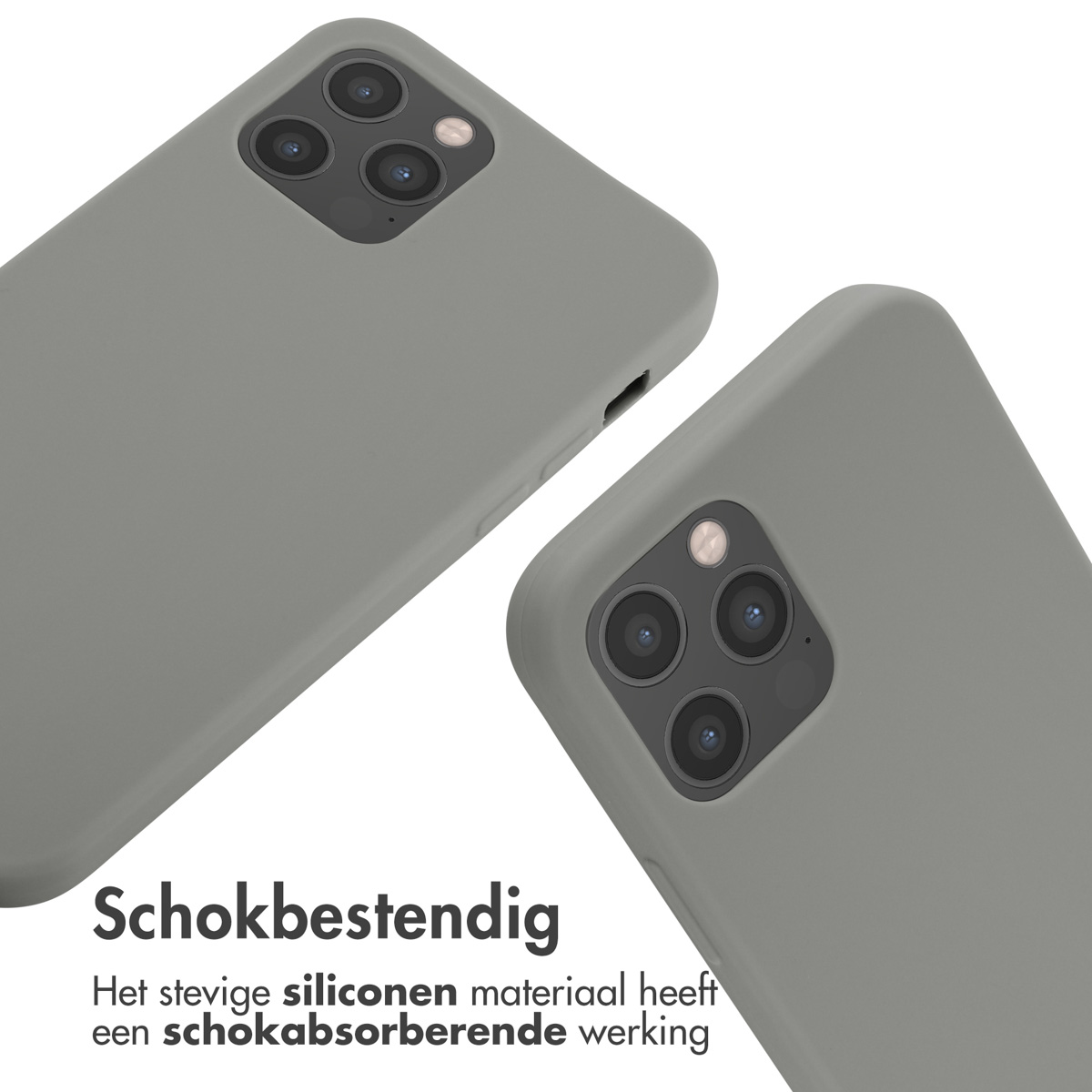 Deux coques de téléphone grises. Le texte ci-dessous dit 'Antichoc'.