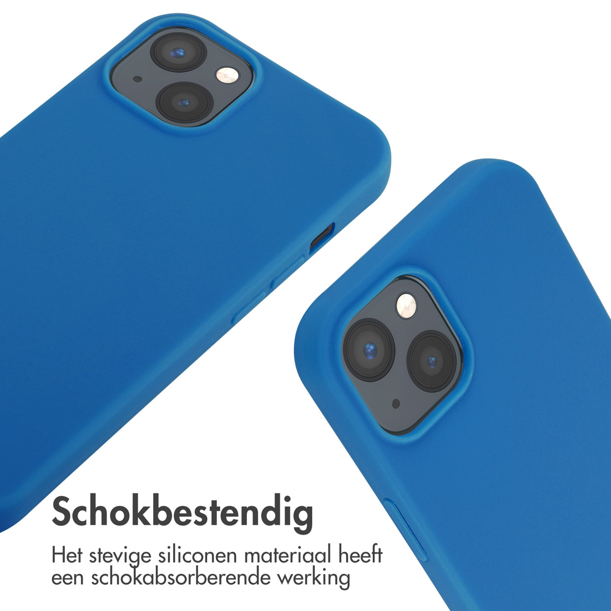 Coques de téléphone bleues avec téléphones. Fond blanc.