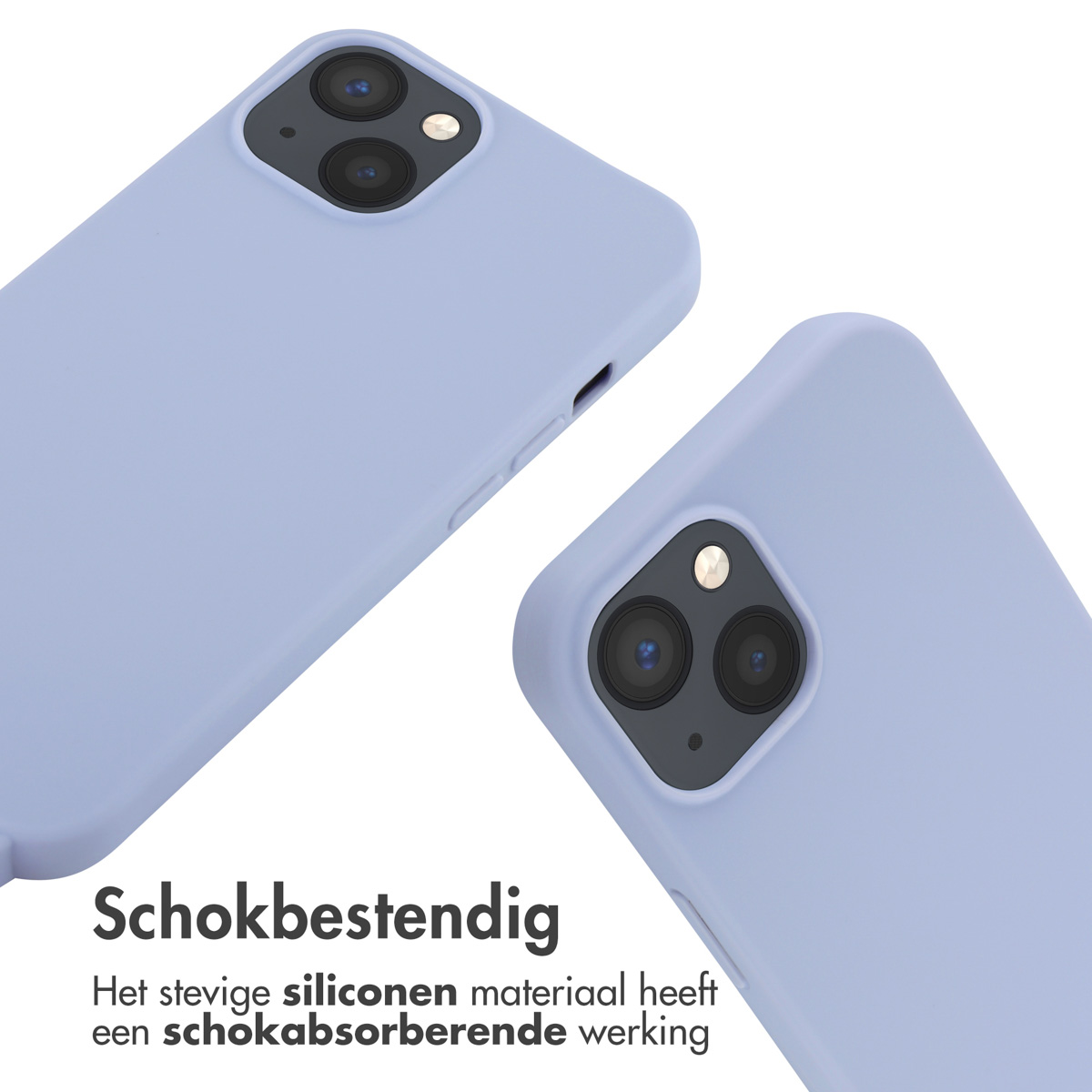 Deux téléphones bleu clair. Les deux téléphones sont dans des étuis bleu clair. Le fond est blanc. Les téléphones sont en biais.