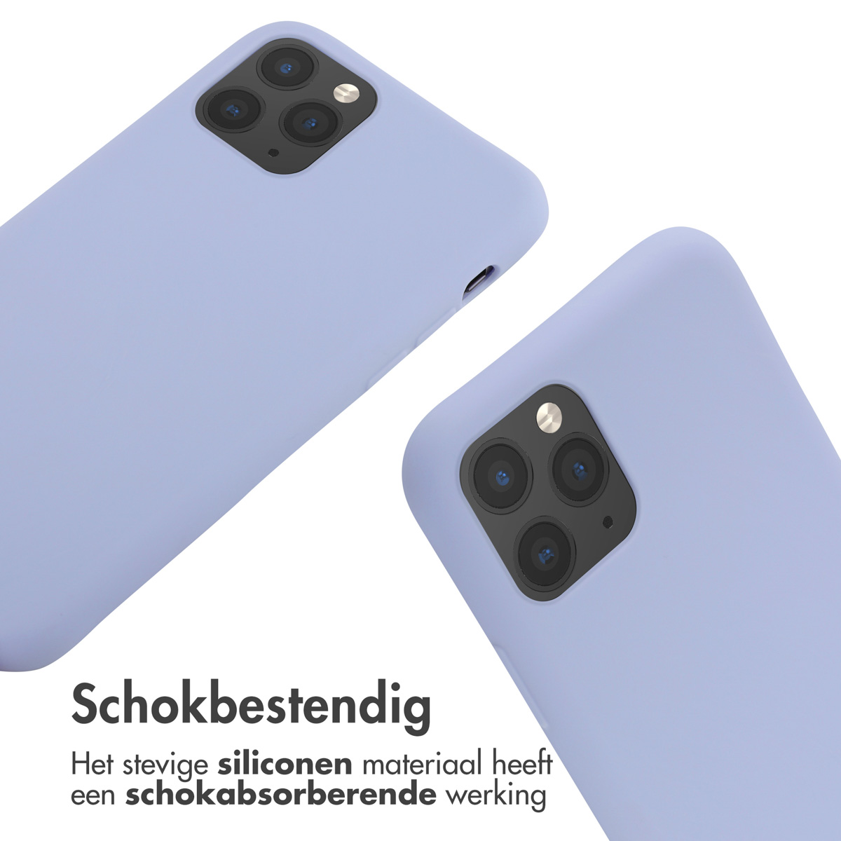 Due custodie per telefono viola chiaro. Le custodie sono angolate e mostrano la fotocamera.