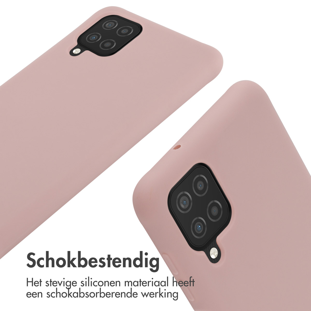 Deux coques de téléphone roses avec caméras sur fond blanc.