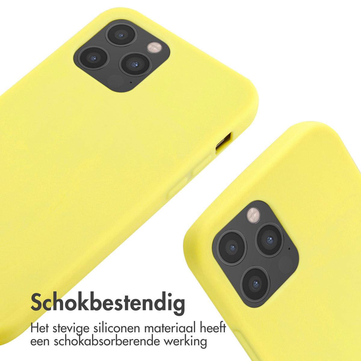 Deux coques de téléphone jaunes avec caméras. Fond blanc.