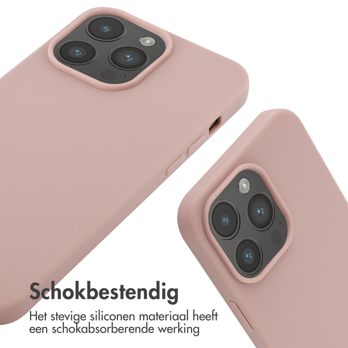 Zwei rosa Handyhüllen. Gehäuse mit Kamera abgewinkelt, mit weißem Hintergrund.