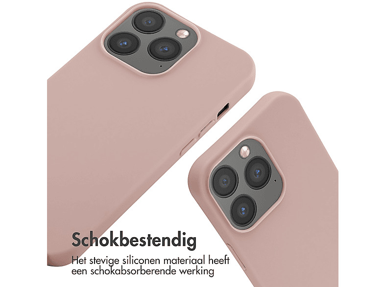 IMOSHION Siliconen hoesje met koord | Geschikt voor Apple iPhone 13 Pro - Telefoonhoesje Roze