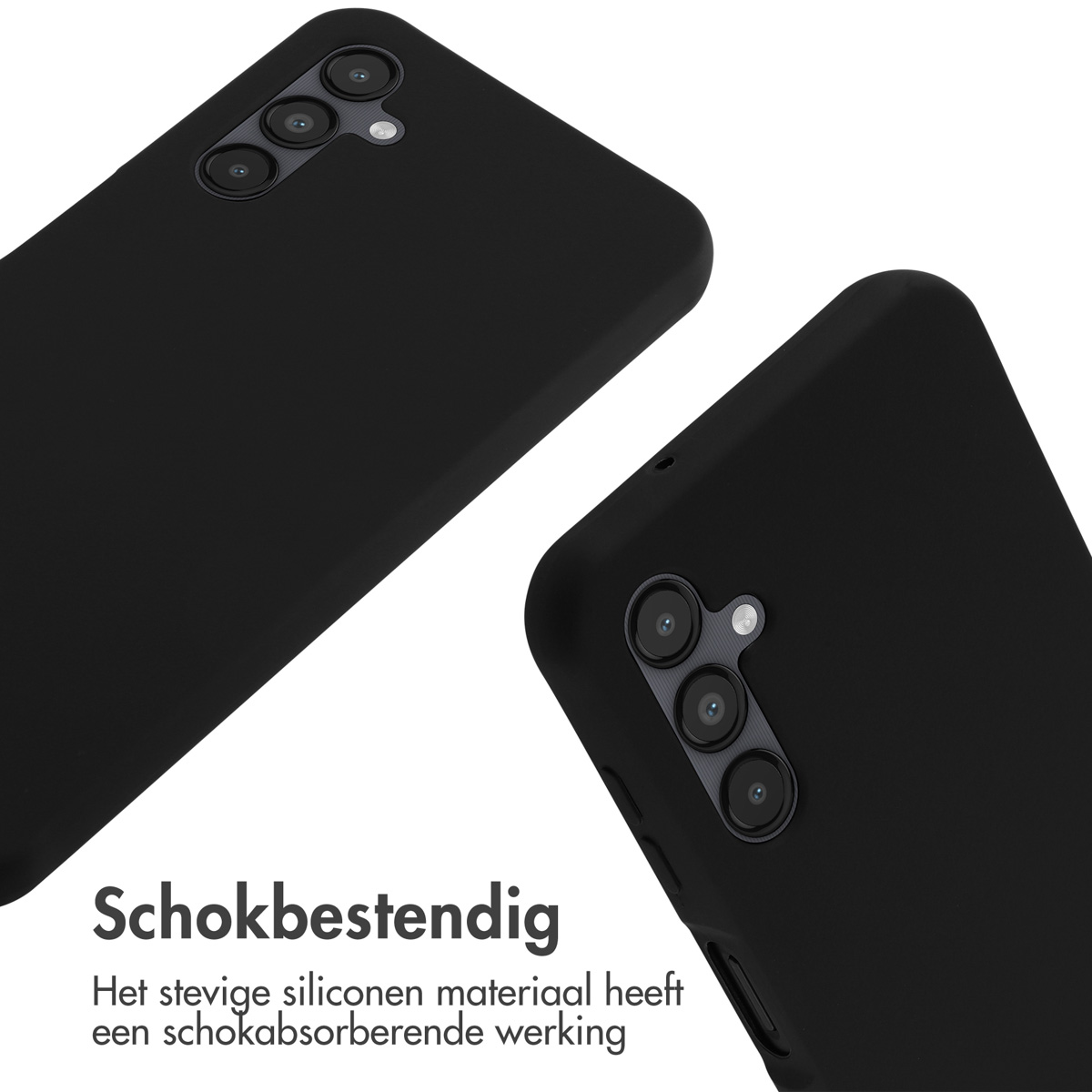 Coques de téléphone noires avec téléphones. Fond blanc.