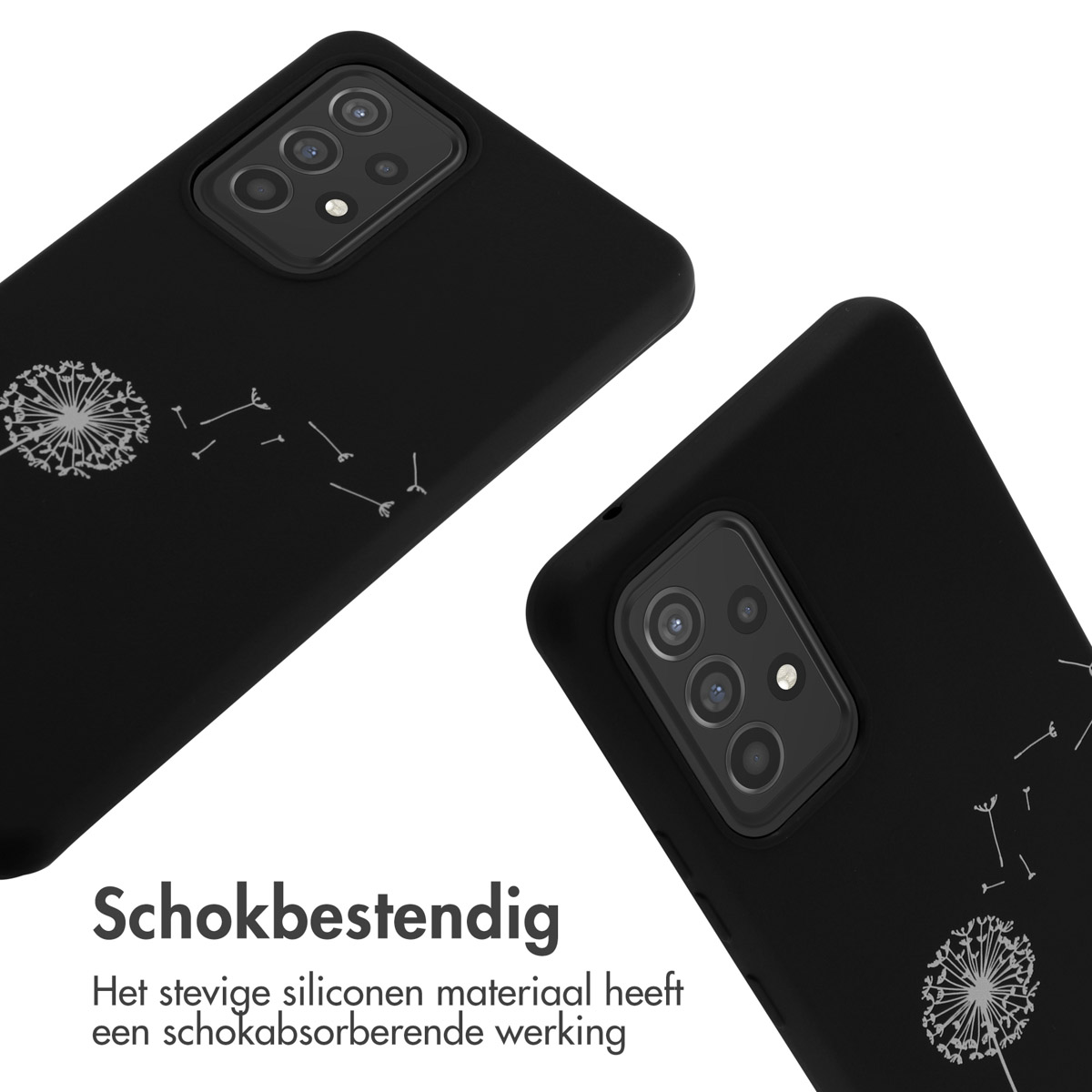 Coques de téléphone noires avec des motifs de pissenlits.