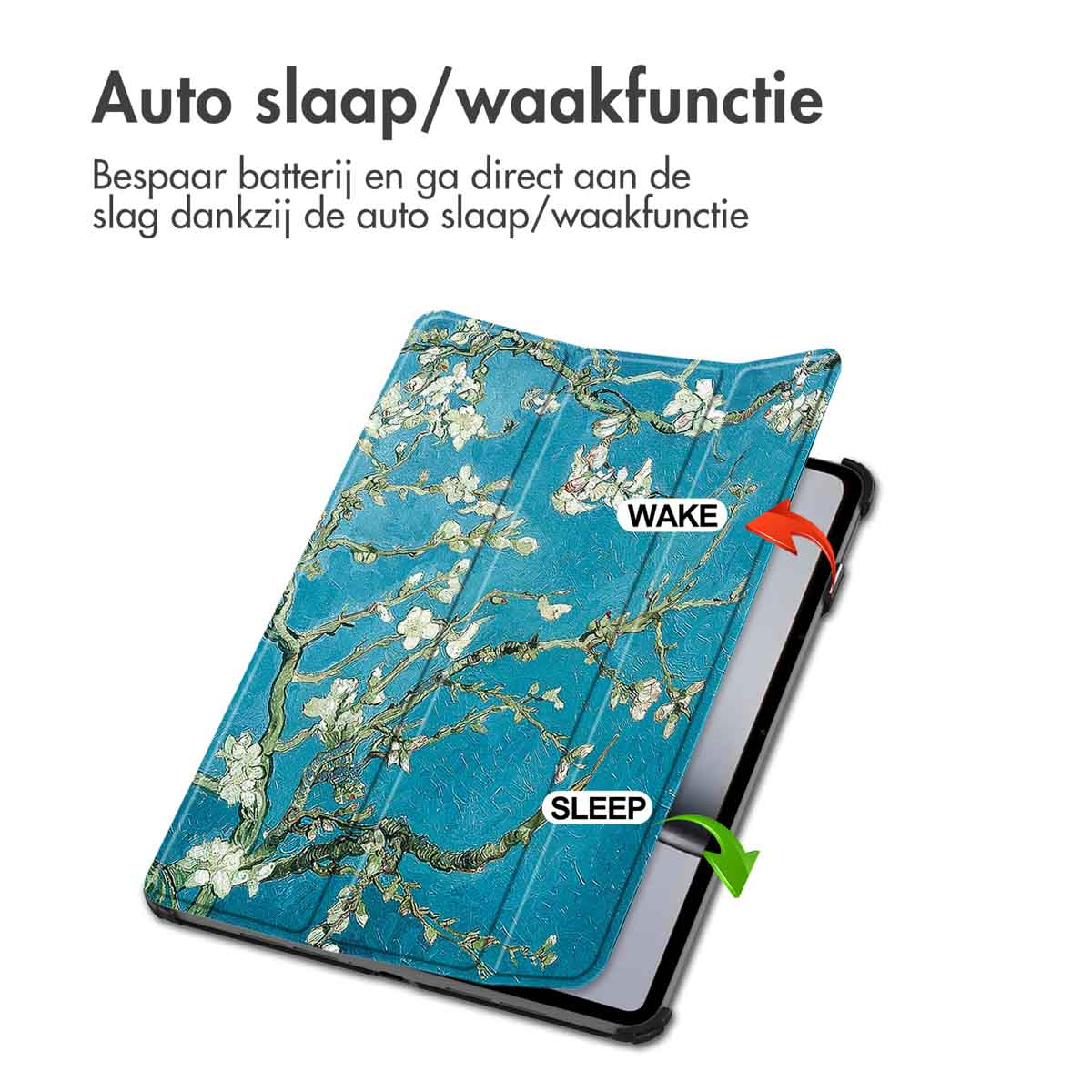 Phone case with a floral design. The case says sleep and wake.