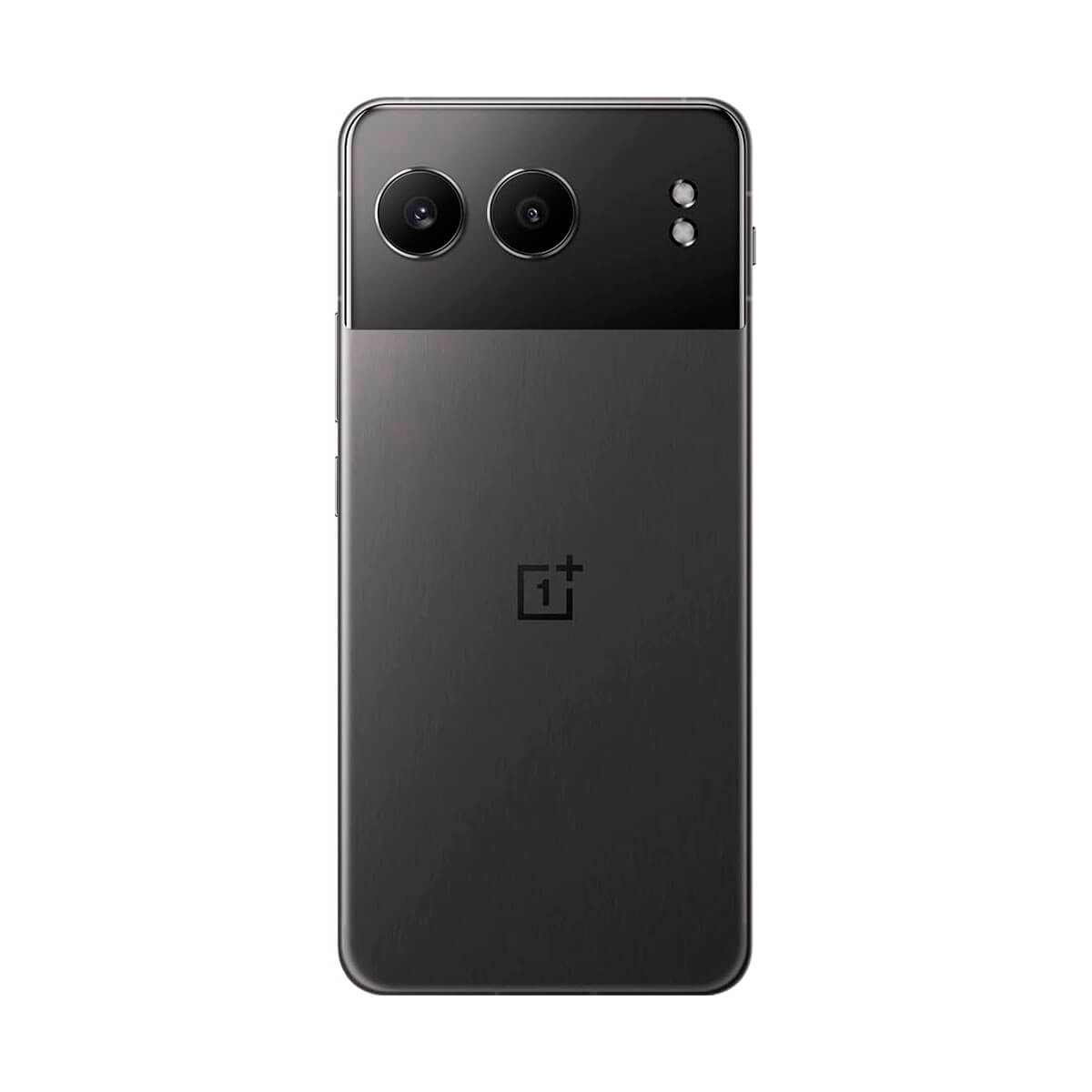 Zwarte smartphone met dubbele camera's, een enkele camera en het OnePlus-logo.