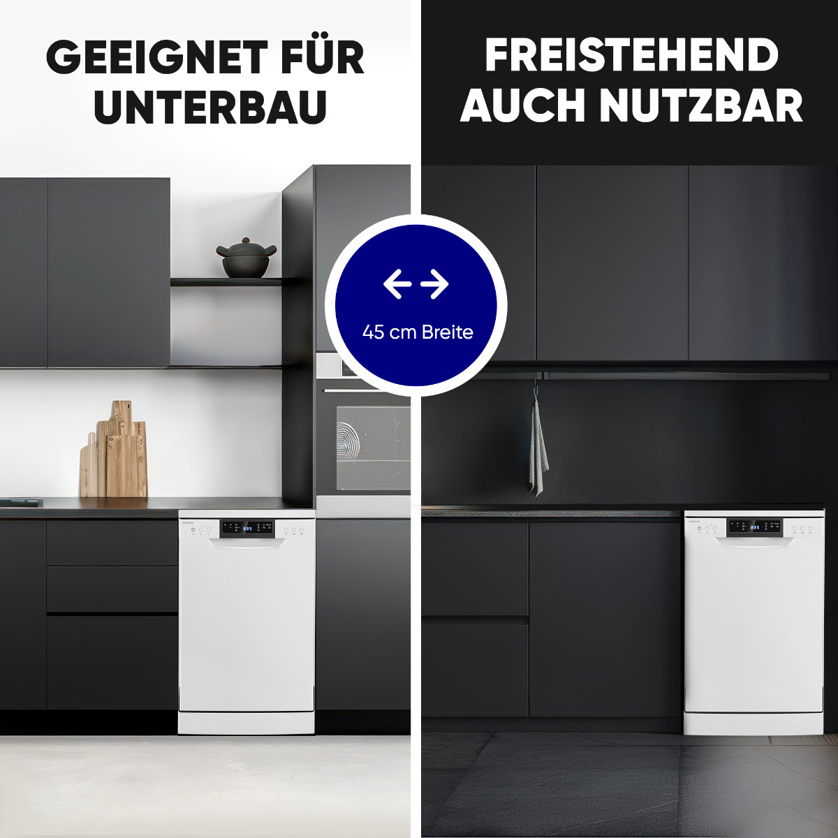 Due lavastoviglie in cucina. Uno installato, l'altro a libera installazione.
