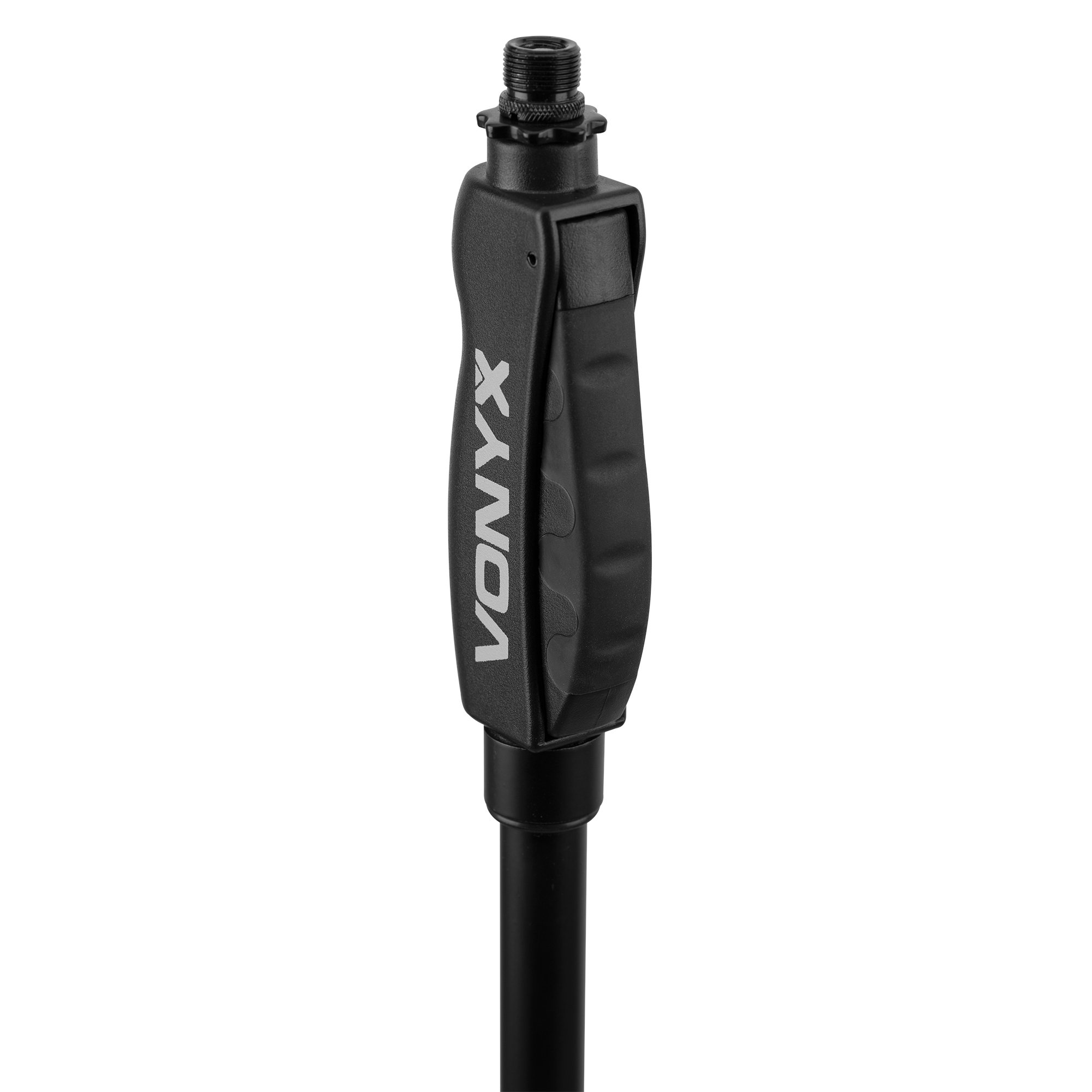 Black microphone stand. The stand is adjustable and has a VONYX logo.