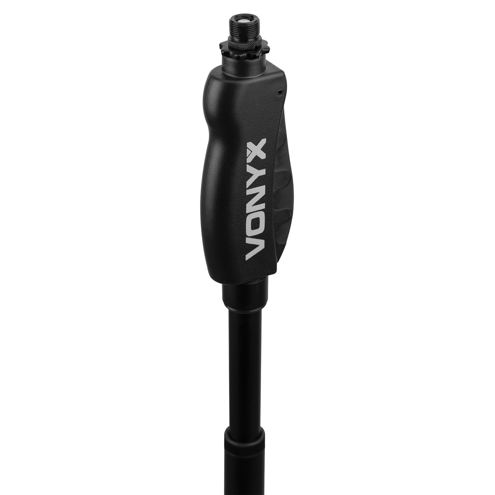 A black microphone stand with the brand name 'VONYX' written on it.