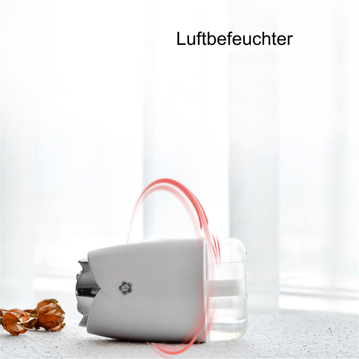 Ein weißer Luftbefeuchter mit rotem Ring und dem Wort "Luftbefeuchter" darüber.