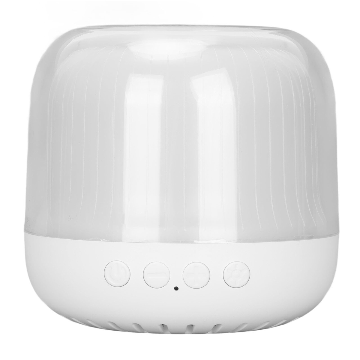 Weiße Lampe mit Knöpfen. Weiße Lampe mit abgerundetem oberen und unteren Teil, drei Knöpfe.