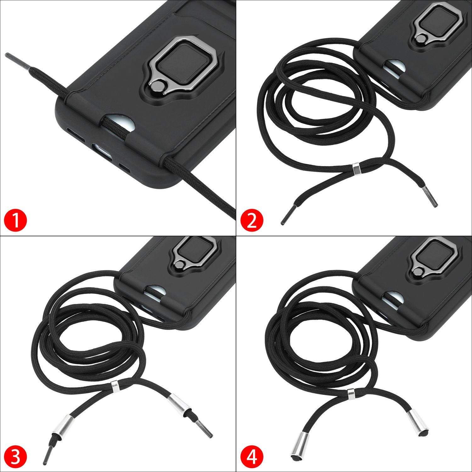 GoodcAcy Cover con Collana per Xiaomi Redmi 14C,Custodia Silicone Liquido con cordini,Custodie con Regolabile Collana Antiurto AntiGraffio Case con Laccio Tracolla per Xiaomi Redmi 14C,Nero
