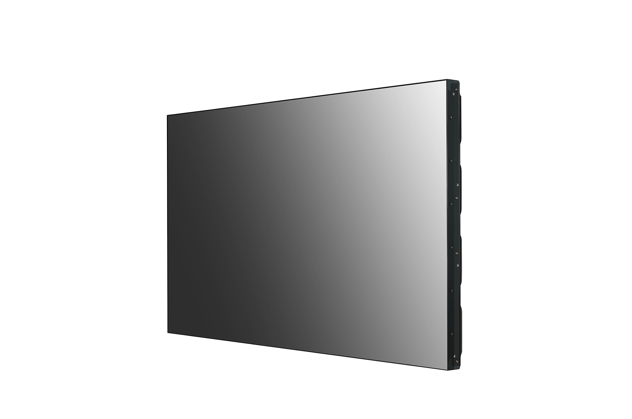 Ein großer, rechteckiger, schwarzer Bildschirm, wahrscheinlich für Digital Signage oder einen Monitor.