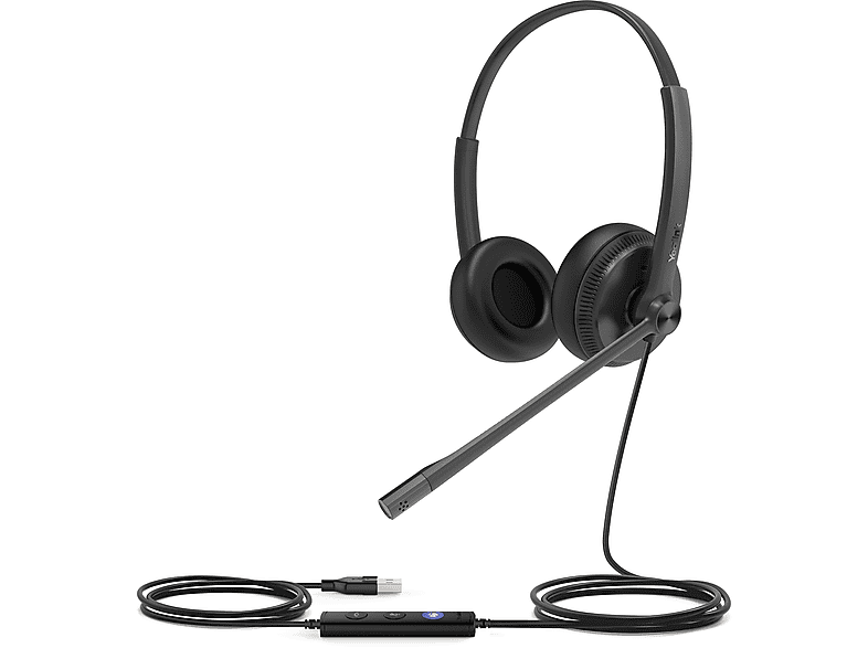 YEALINK UH34 Dual Teams Uyumlu Uc USB-C/A Kablolu Kulak Üstü Kulaklık Siyah