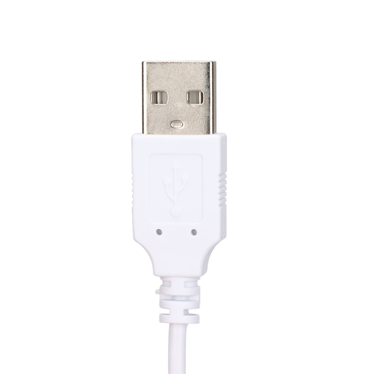 Ein weißes USB-Kabel mit weißem Anschluss ist abgebildet.
