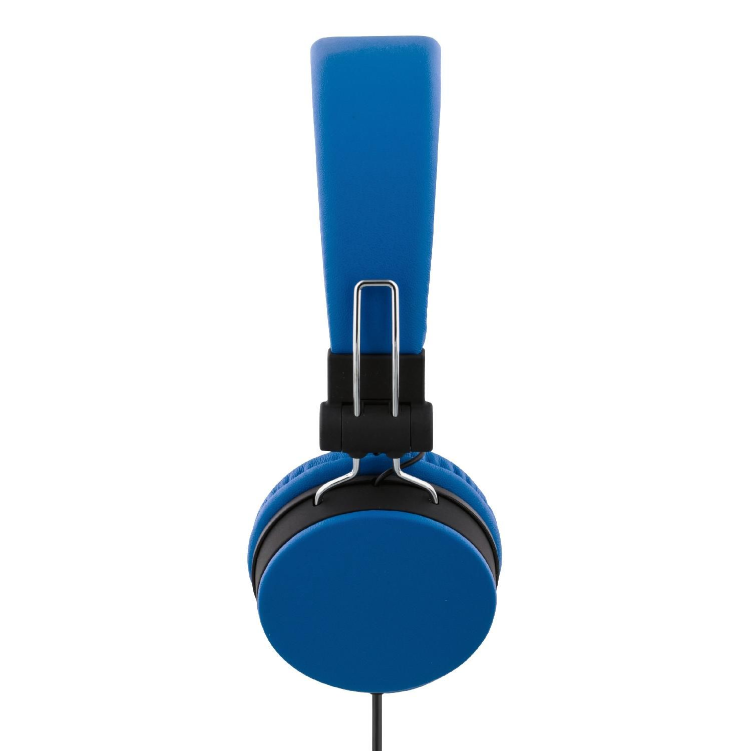 Blaue Over-Ear-Kopfhörer. Die Kopfhörer sind blau und haben einen schwarzen Kopfbügel.