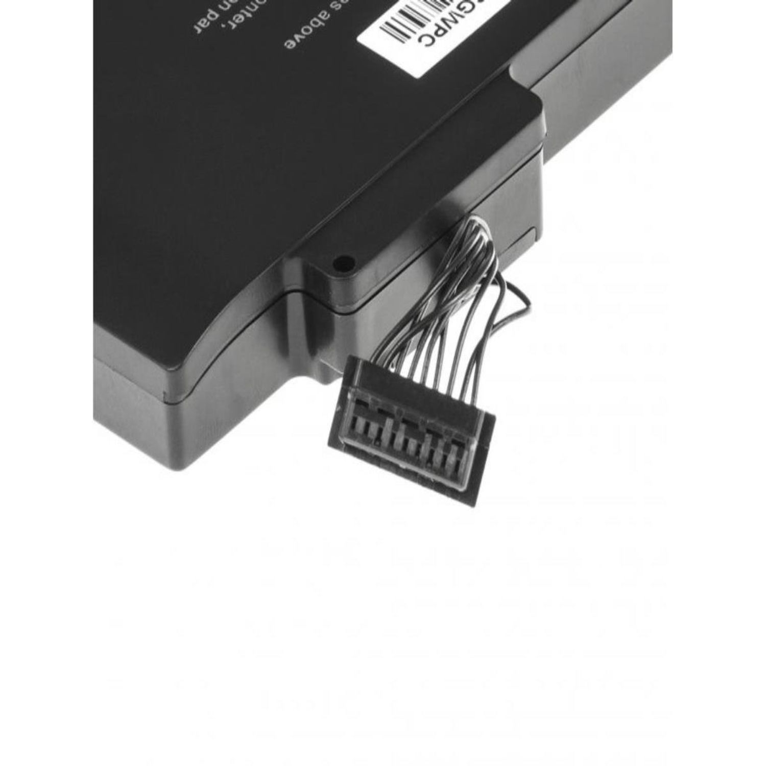 Nahaufnahme einer schwarzen elektronischen Komponente mit Drähten und einem Stecker.